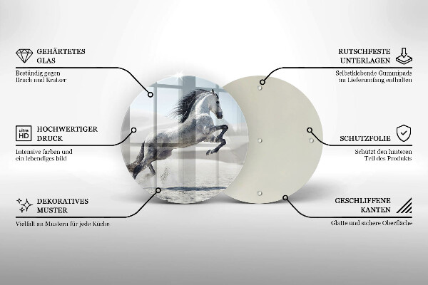 Deska kuchenna szklana Biały koń rumak