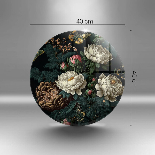 Deska kuchenna szklana Vintage kwiaty piwonii