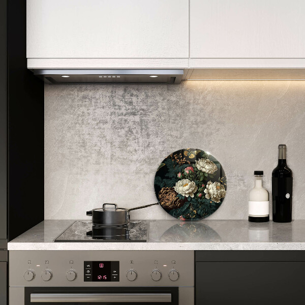 Deska kuchenna szklana Vintage kwiaty piwonii