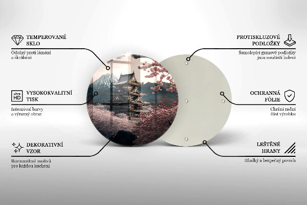 Deska kuchenna szklana Pejzaż japoński budynek