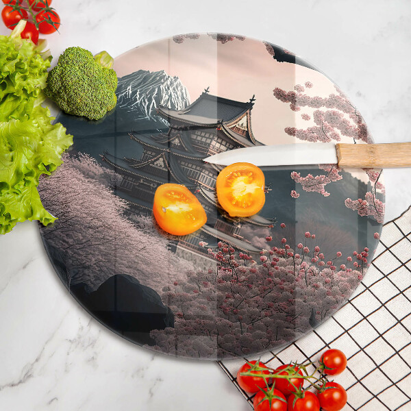 Deska kuchenna szklana Pejzaż japoński budynek