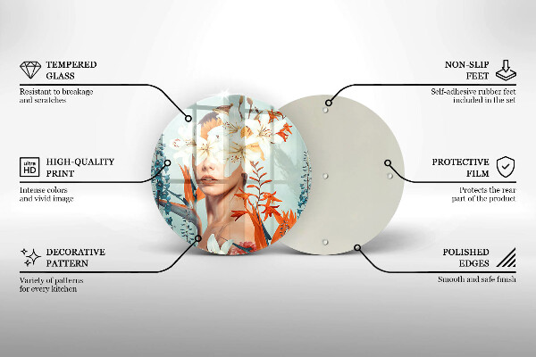 Deska kuchenna szklana Kobieta w kwiatach