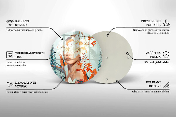 Deska kuchenna szklana Kobieta w kwiatach