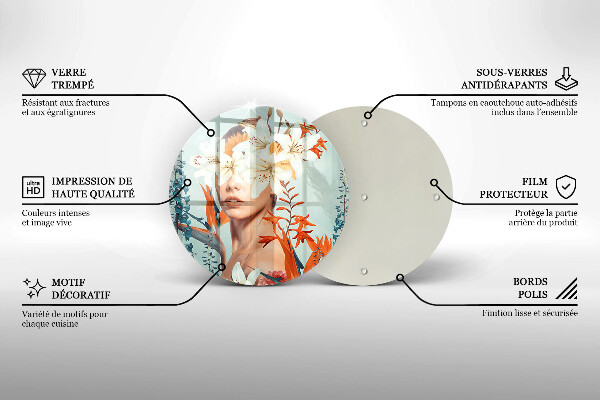 Deska kuchenna szklana Kobieta w kwiatach