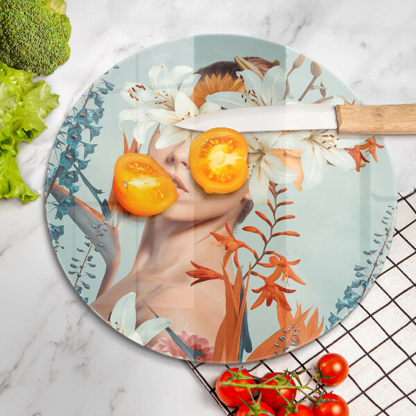 Deska kuchenna szklana Kobieta w kwiatach