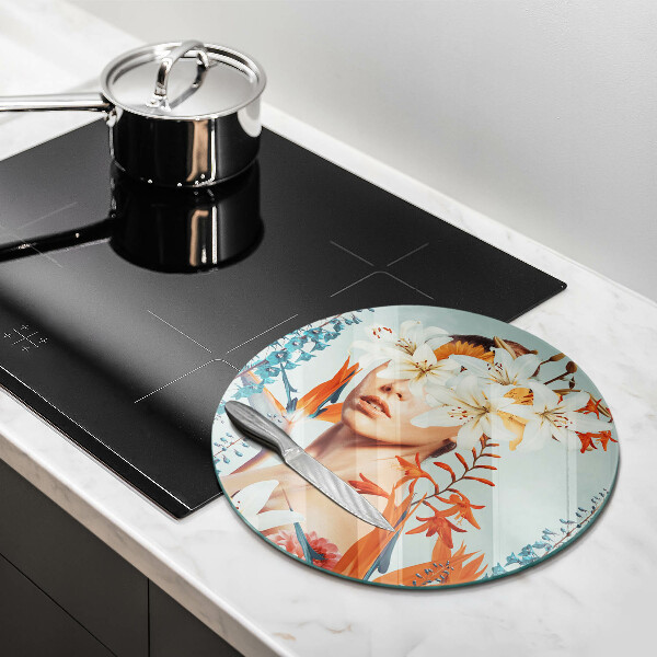 Deska kuchenna szklana Kobieta w kwiatach