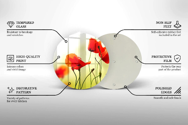 Deska kuchenna szklana Czerwone kwiaty maki