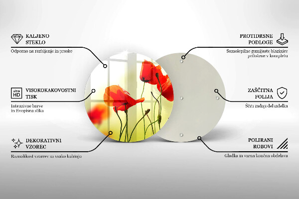 Deska kuchenna szklana Czerwone kwiaty maki