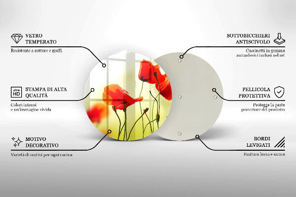 Deska kuchenna szklana Czerwone kwiaty maki