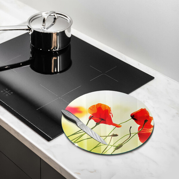 Deska kuchenna szklana Czerwone kwiaty maki