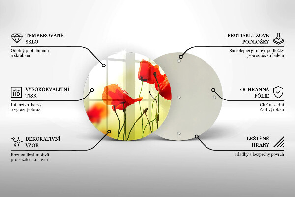 Deska kuchenna szklana Czerwone kwiaty maki