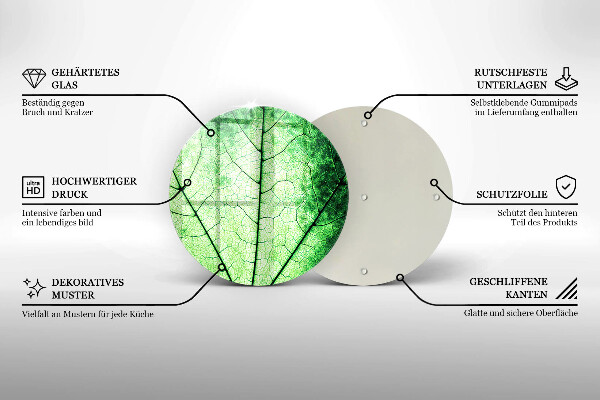 Deska kuchenna szklana Liść ozdobny żyłki