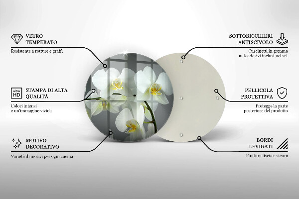 Deska kuchenna szklana Kwiaty biała orchidea