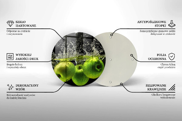 Deska kuchenna szklana Zielone jabłka i woda