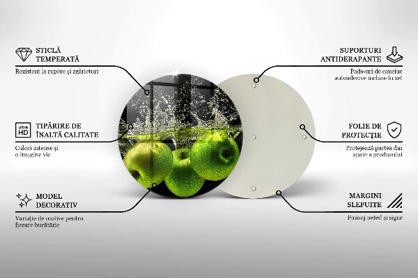Deska kuchenna szklana Zielone jabłka i woda
