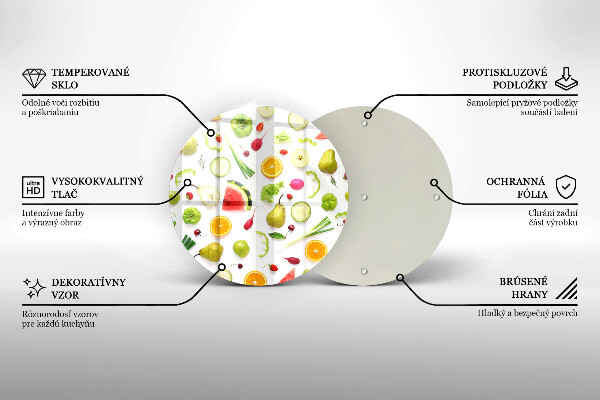 Deska kuchenna szklana Wzór owoce i warzywa