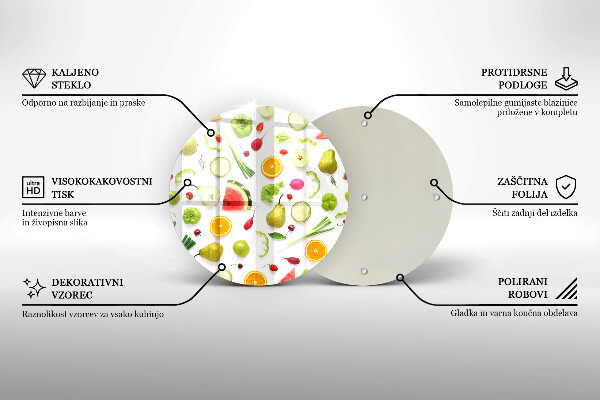 Deska kuchenna szklana Wzór owoce i warzywa