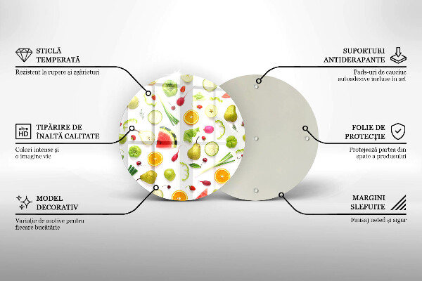 Deska kuchenna szklana Wzór owoce i warzywa