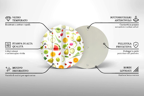 Deska kuchenna szklana Wzór owoce i warzywa