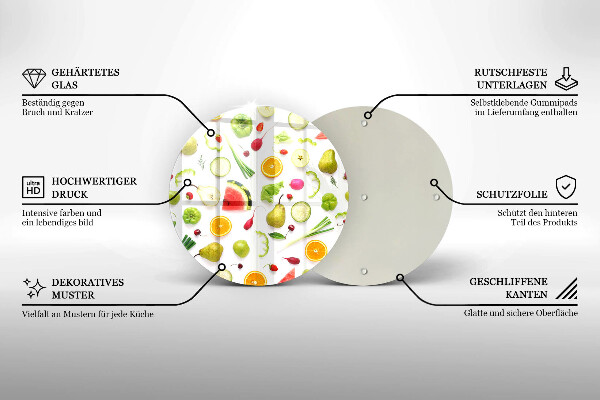 Deska kuchenna szklana Wzór owoce i warzywa