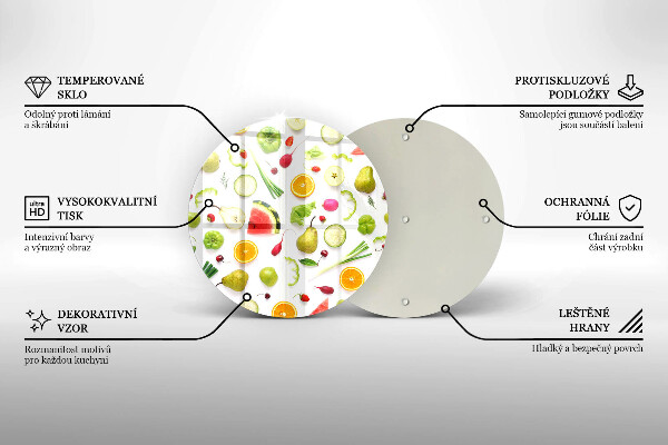 Deska kuchenna szklana Wzór owoce i warzywa