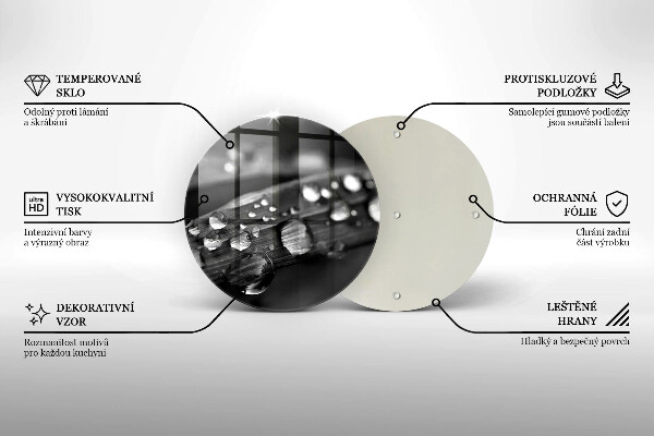 Deska kuchenna szklana Krople rosy na liściach