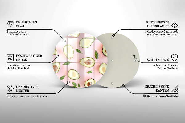 Deska kuchenna szklana Wzór awokado