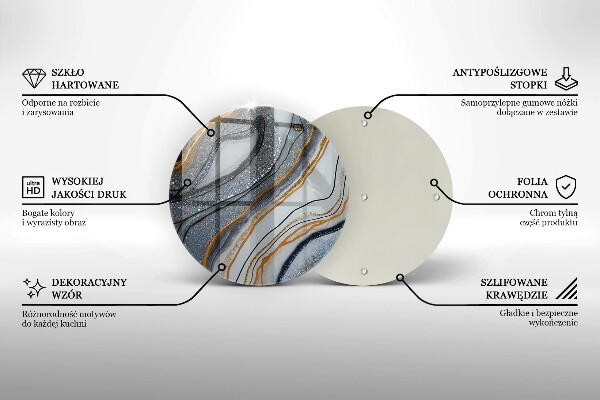 Deska kuchenna szklana skała ze złotem