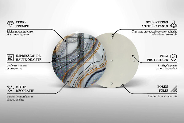 Deska kuchenna szklana skała ze złotem