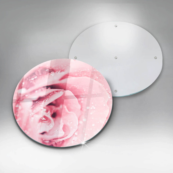 Deska kuchenna szklana Krople rosy i kwiat róży