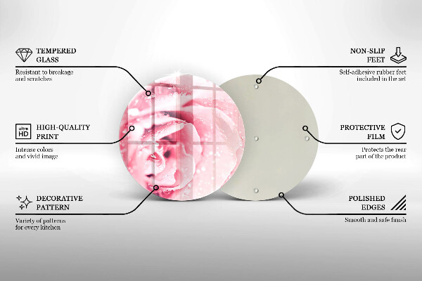 Deska kuchenna szklana Krople rosy i kwiat róży