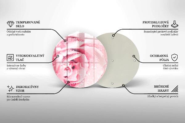 Deska kuchenna szklana Krople rosy i kwiat róży