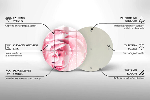 Deska kuchenna szklana Krople rosy i kwiat róży