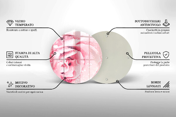 Deska kuchenna szklana Krople rosy i kwiat róży
