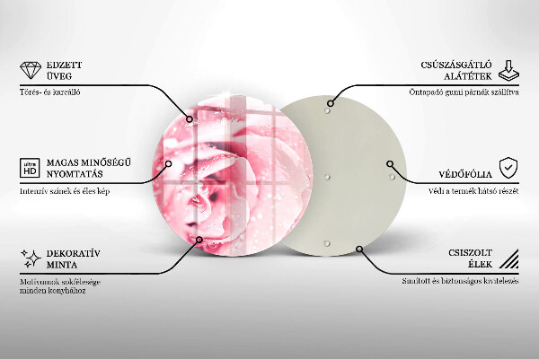 Deska kuchenna szklana Krople rosy i kwiat róży