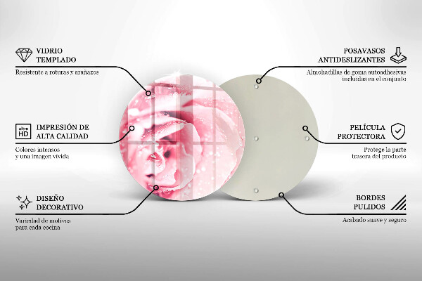 Deska kuchenna szklana Krople rosy i kwiat róży