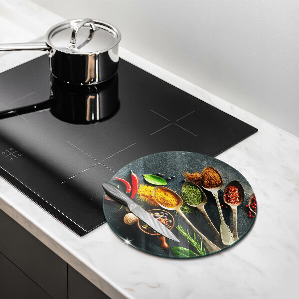 Deska kuchenna szklana Kuchenne łyżki przyprawy