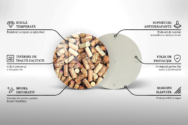 Deska kuchenna szklana Korki wina wzór