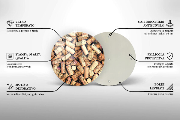 Deska kuchenna szklana Korki wina wzór