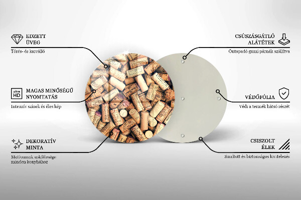 Deska kuchenna szklana Korki wina wzór