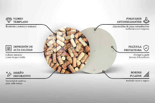 Deska kuchenna szklana Korki wina wzór
