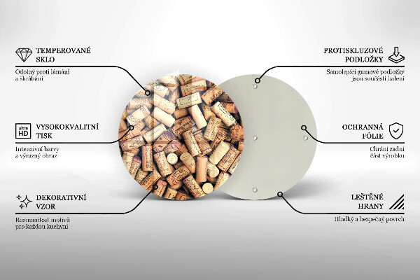 Deska kuchenna szklana Korki wina wzór
