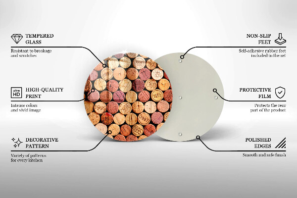 Deska kuchenna szklana Wzór korki wina