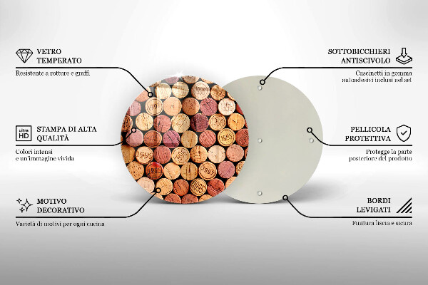 Deska kuchenna szklana Wzór korki wina