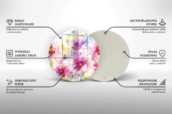 Deska kuchenna szklana Namalowane kwiaty