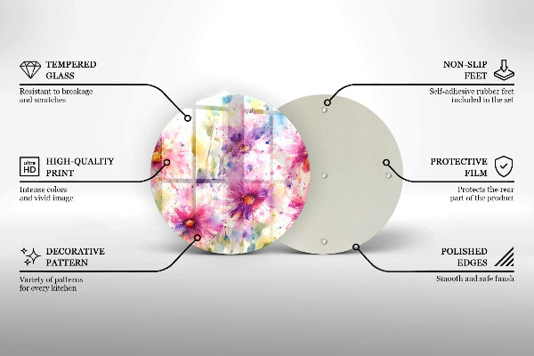 Deska kuchenna szklana Namalowane kwiaty