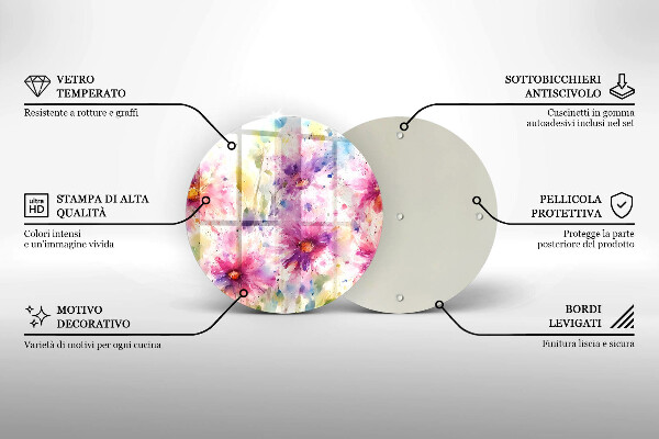 Deska kuchenna szklana Namalowane kwiaty