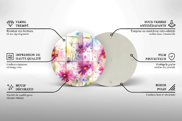 Deska kuchenna szklana Namalowane kwiaty