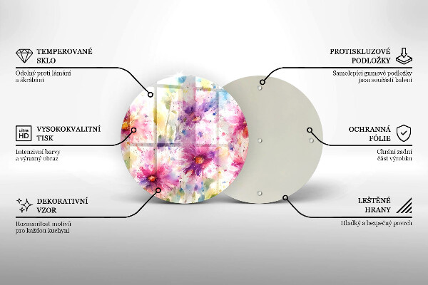 Deska kuchenna szklana Namalowane kwiaty