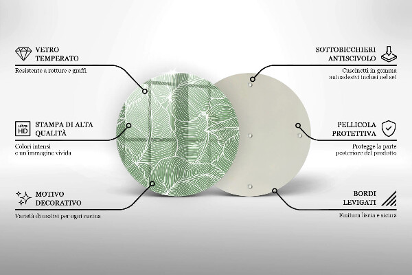 Deska kuchenna szklana Linearne liście